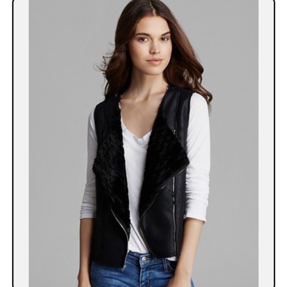 C&C California Reversible Faux-Leather Moto Vest Black